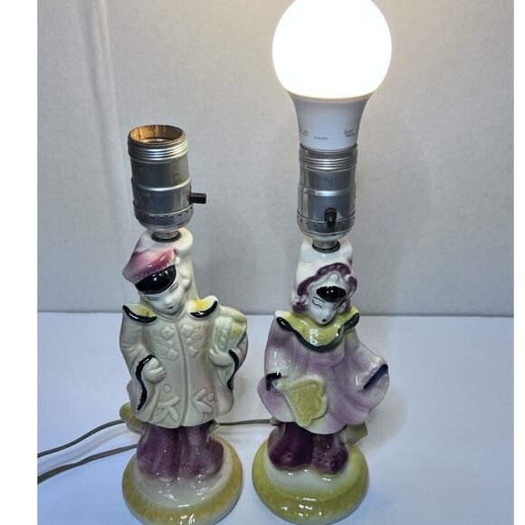 Mid Century Shawnee Chinoiserie Figural Boy & Girl Lamps - Set of 2 Vintage - Picture 8 of 8